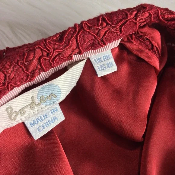 BODEN Dress Cotton Embroidered and Lace Fabric 3/4 Sleeved Red Size 4 - Picture 9 of 12